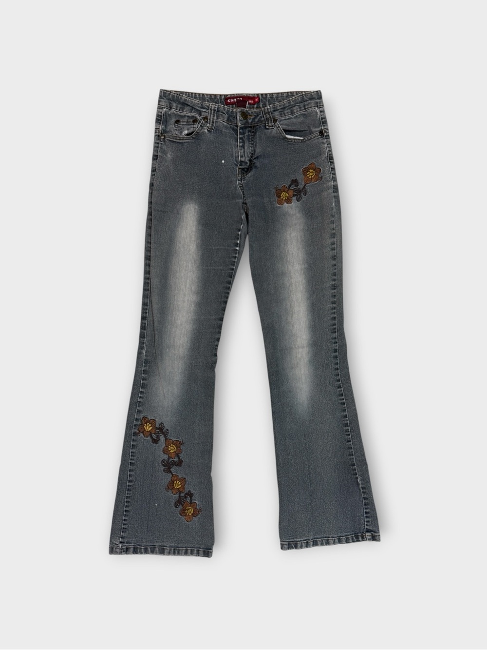 Kenko Jean Paris Embroidered Floral Bootcut Jeans